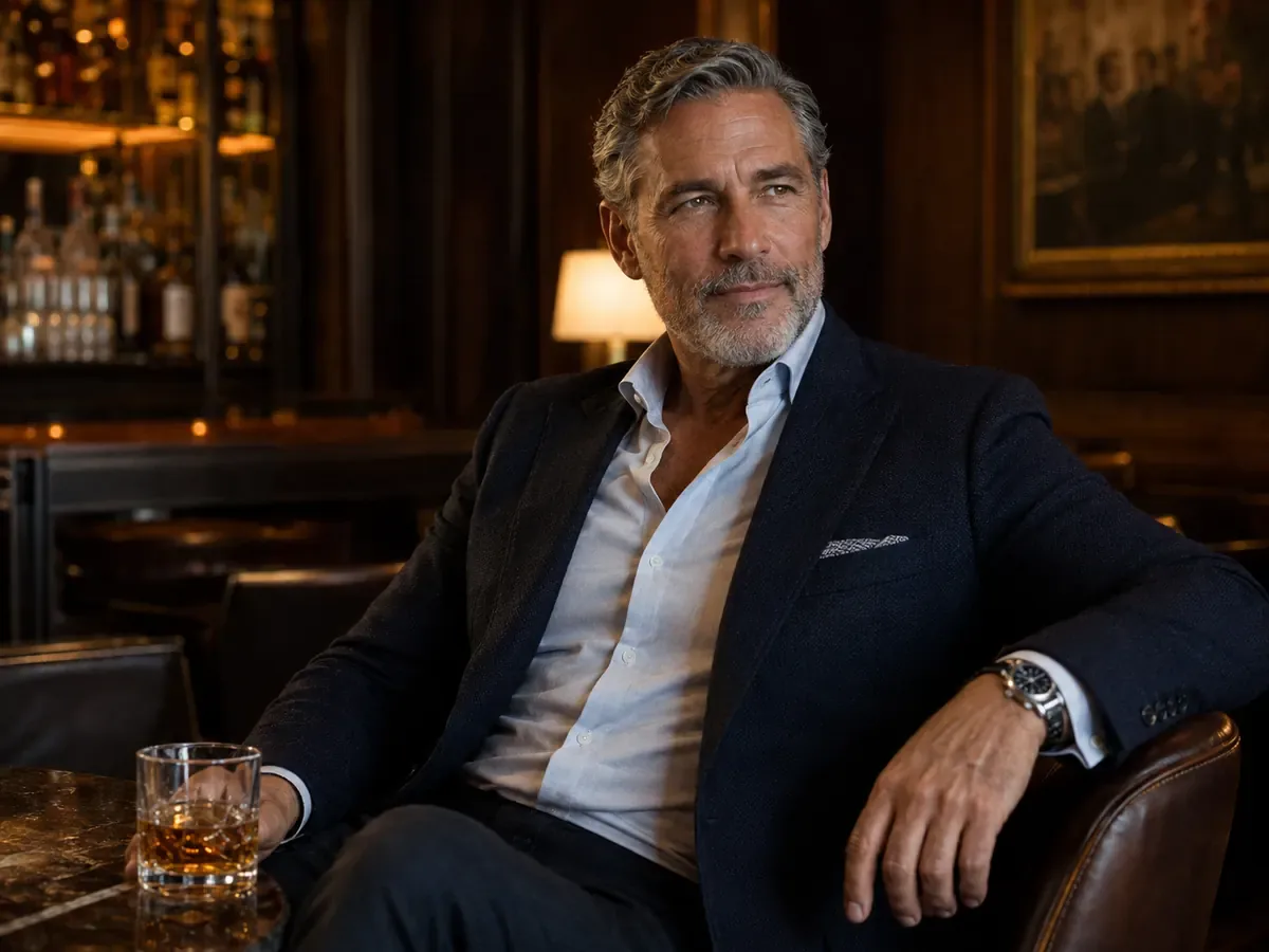 Successful mature man in a private lounge
